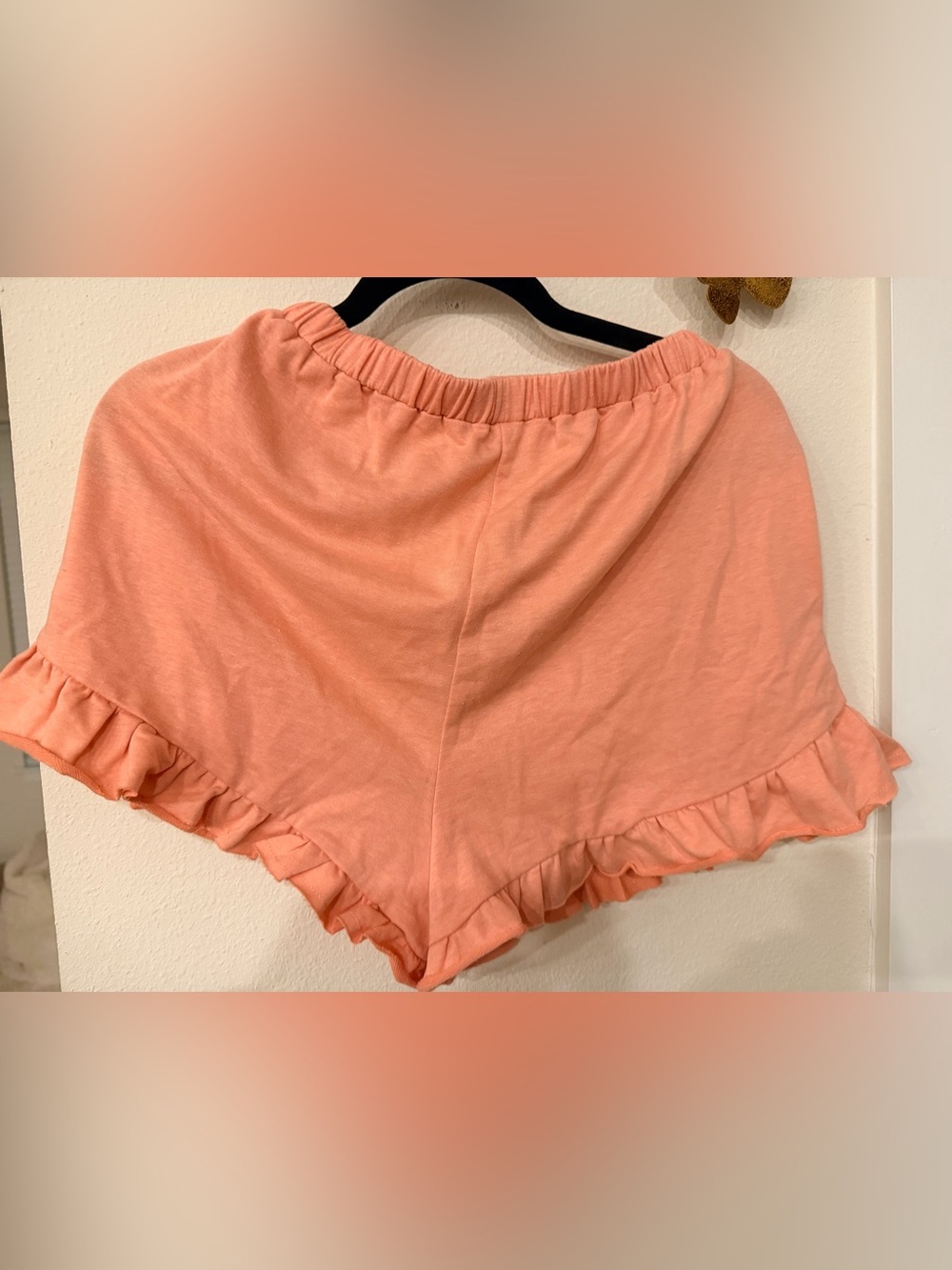 Peach Ruffle Drawstring Lounge Shorts - Picture 3 of 3